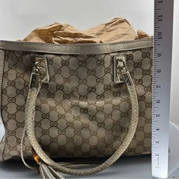 Gucci Tan Tote Bag with Iconic Design 100% Authentic - Picture 10 of 12